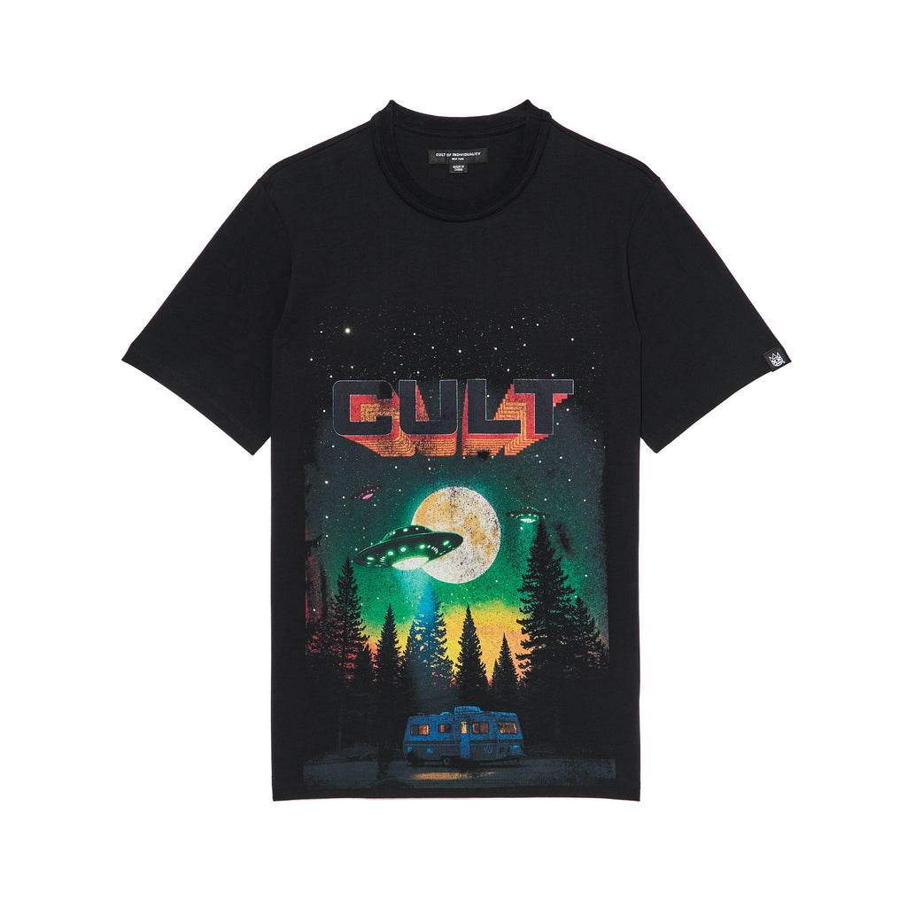 Cult's Short Sleeve Crew Neck Tee "Aliens" in Black