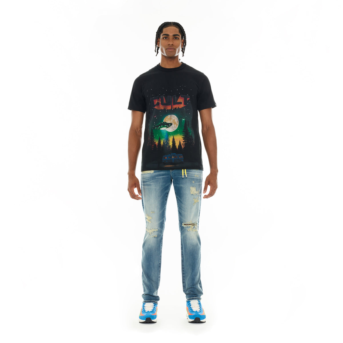 Cult's Short Sleeve Crew Neck Tee "Aliens" in Black