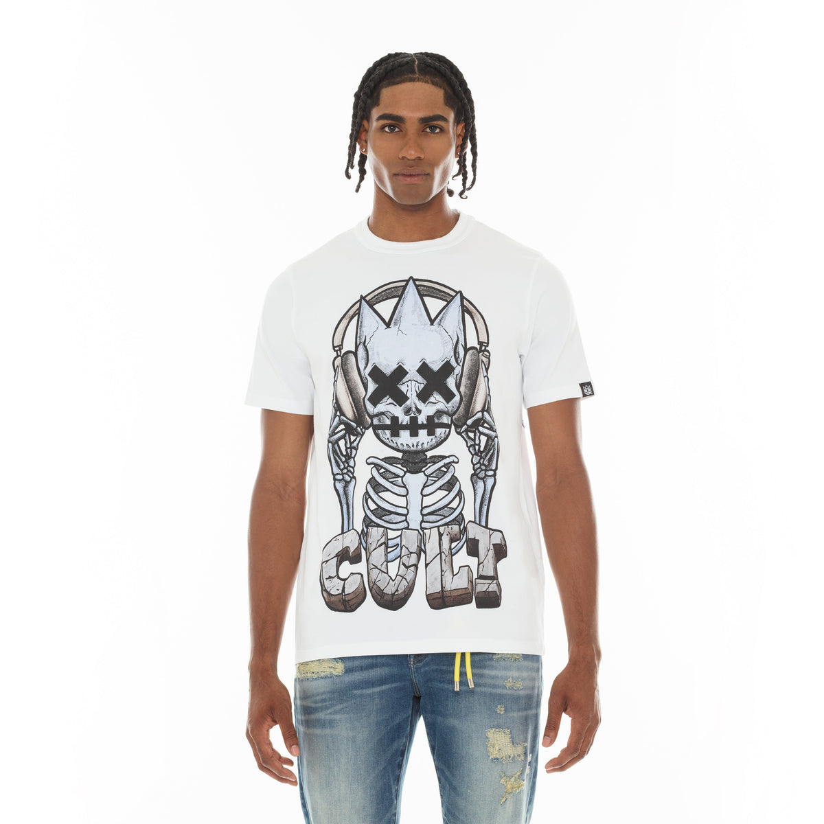 Cult's Short Sleeve Crew Neck Tee "Evolution" in White