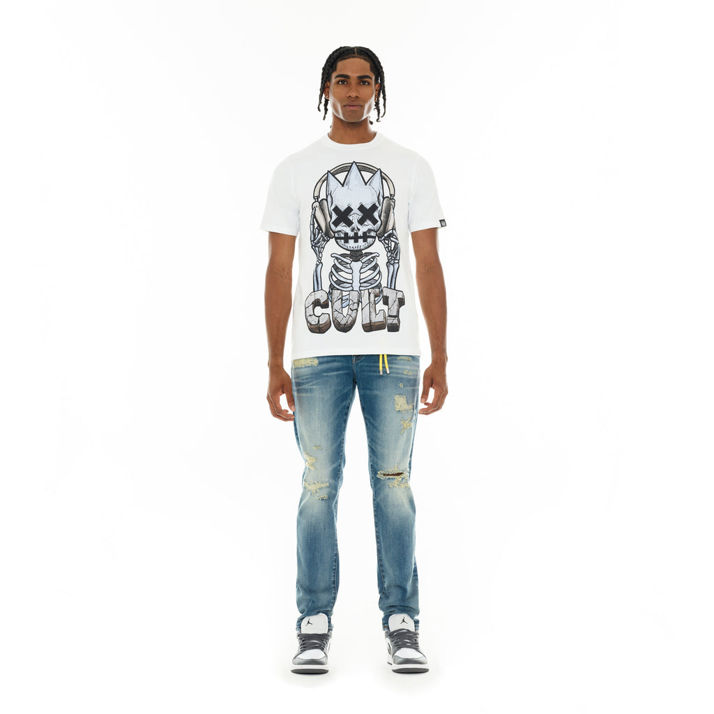 Cult's Short Sleeve Crew Neck Tee "Evolution" in White