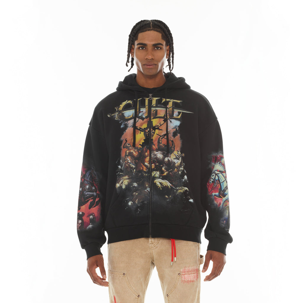 Cult's Zip Novelty Hoody "Horseman" in Black