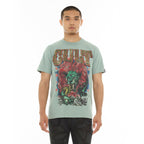 Cult's Heavyweight Short Sleeve Crew Neck Tee "Lion" in Granite Green