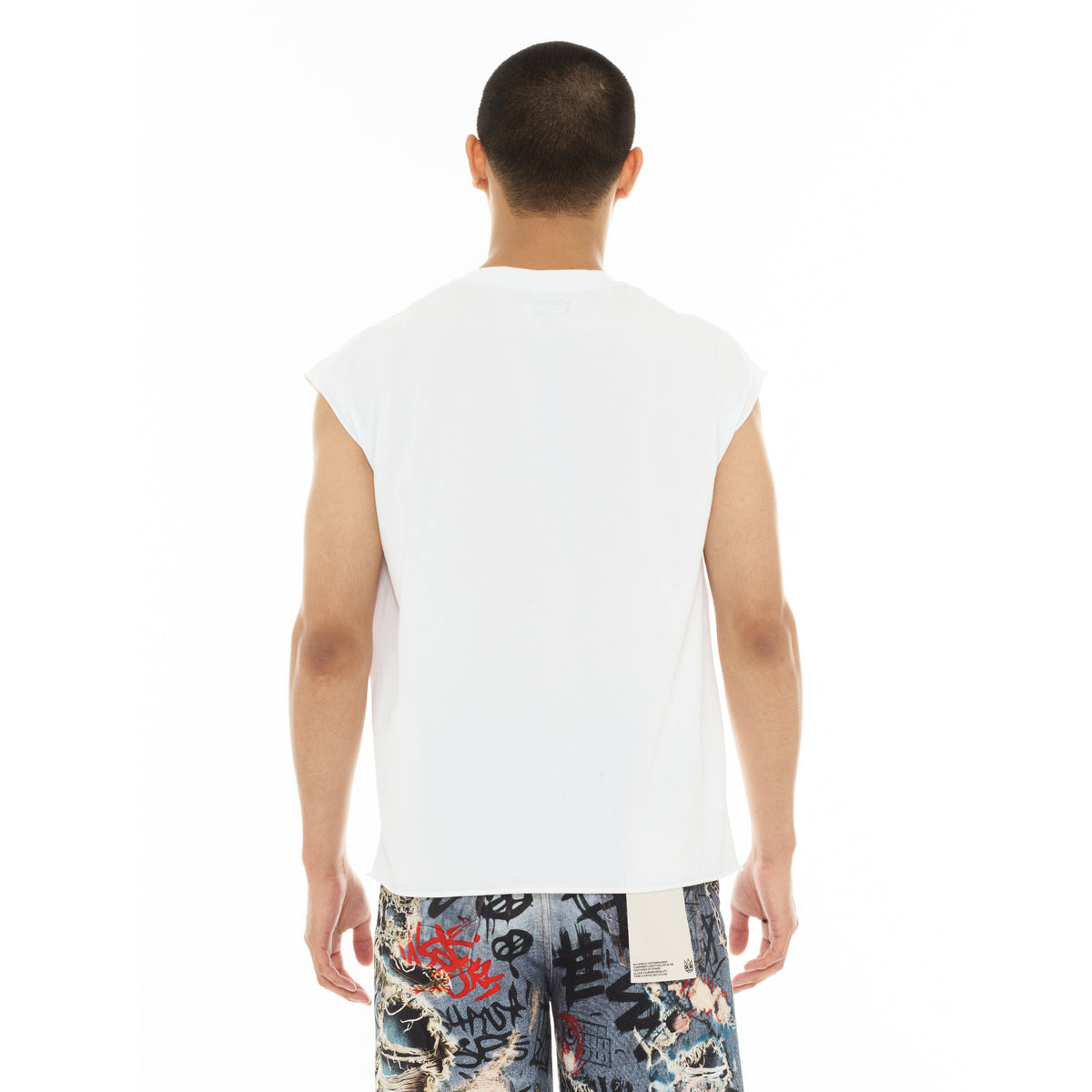 Cult's Sleeveless Tee "Stencil" in White