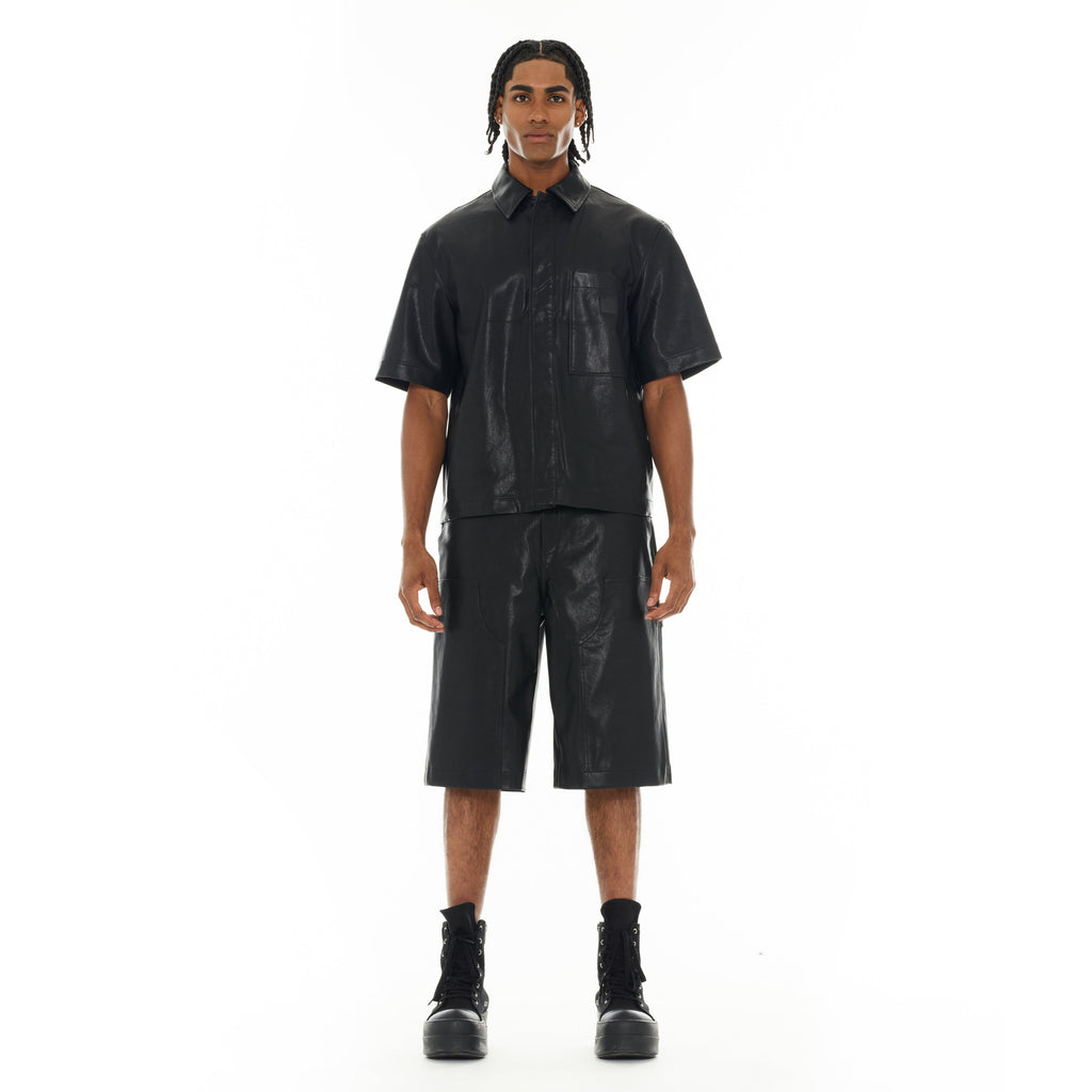 Cult's Y2K Oversized Leather Shorts in Black