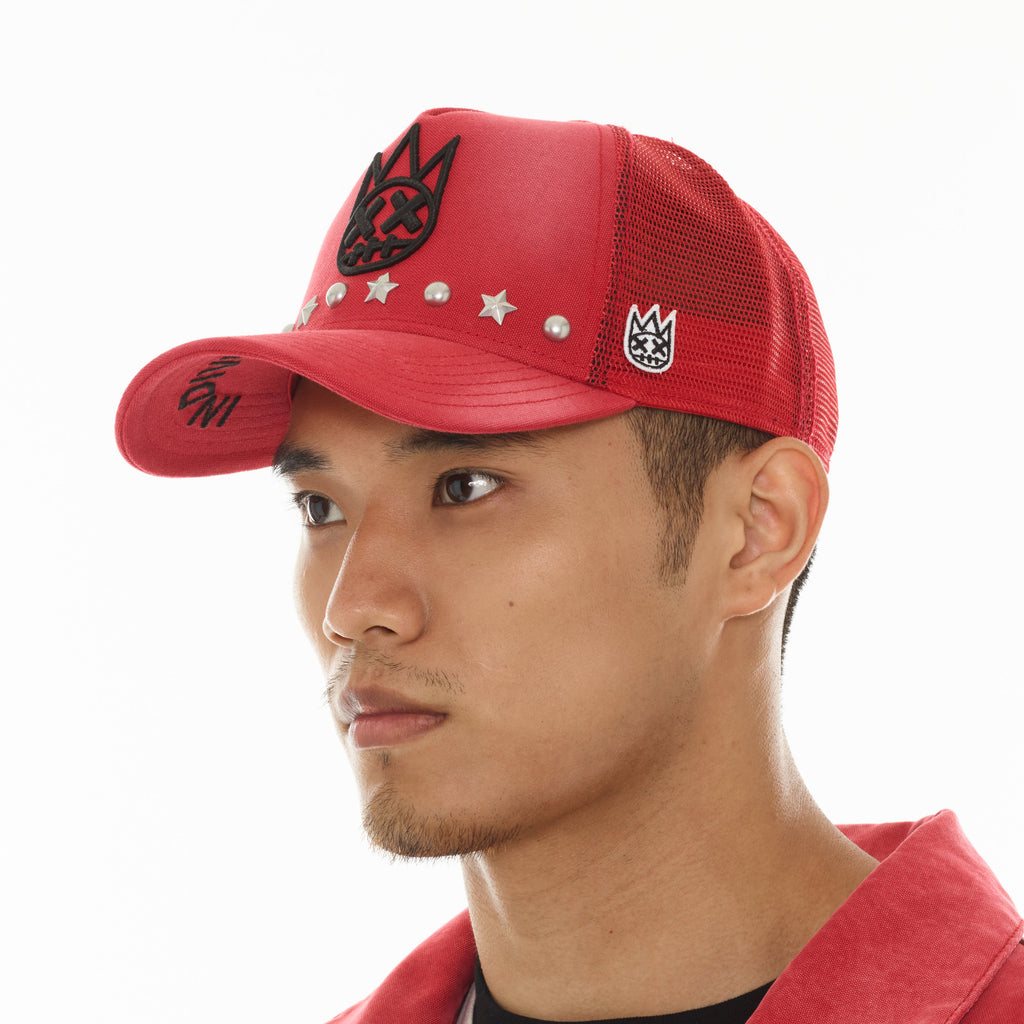 Cult's Mesh Back Trucker Hat "Horseman" In Rococco Red