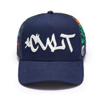 Cult's Mesh Back Trucker Hat "Graffiti" In Midnight Blue