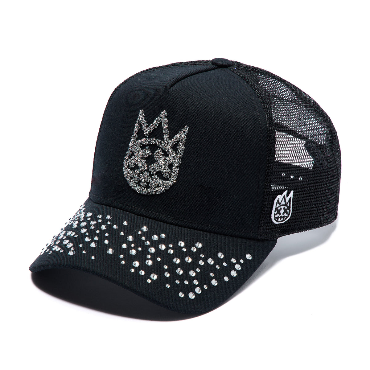 Cult's Mesh Back Trucker Hat "Crystals" In Black
