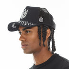 Cult's Mesh Back Trucker Hat "Crystals" In Black