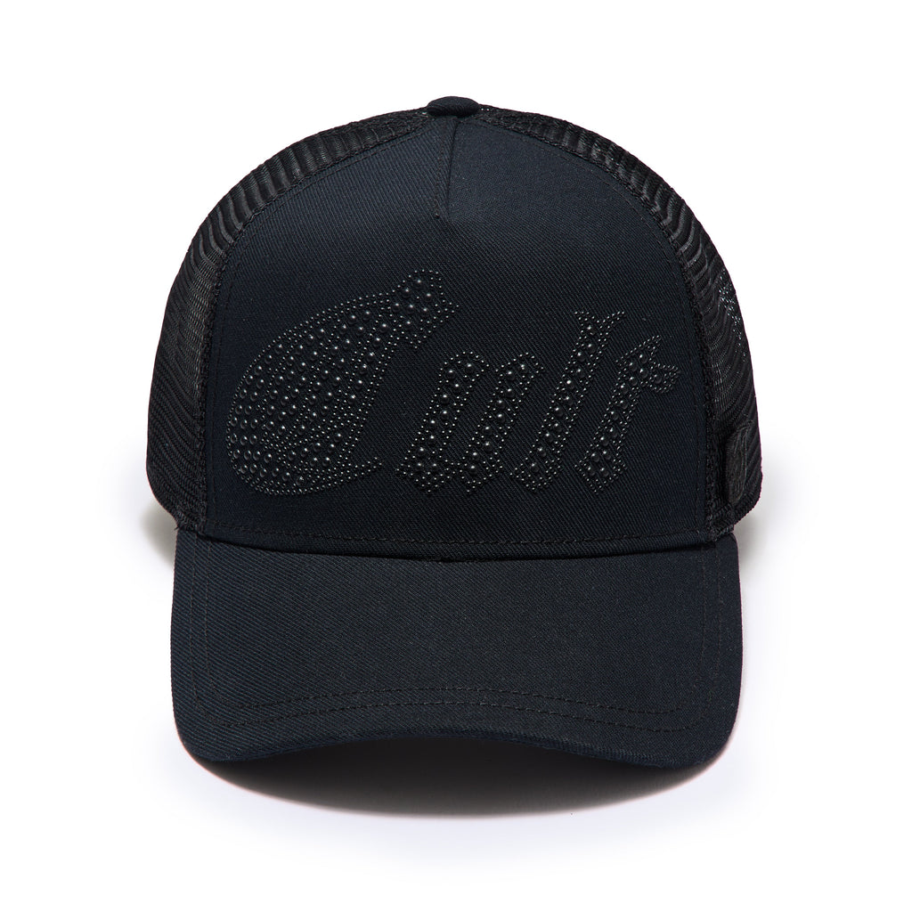 Cult's Metal Studs Mesh Back Trucker Hat In Black