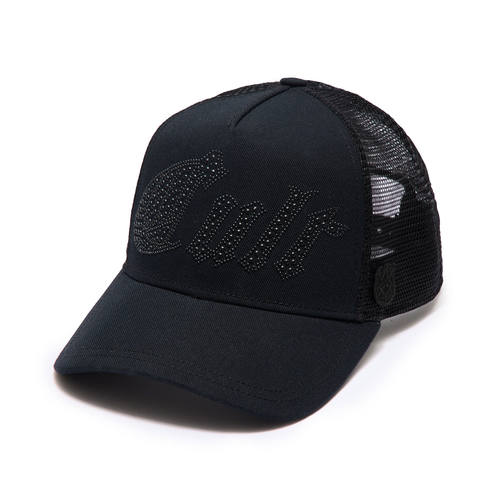 Cult's Metal Studs Mesh Back Trucker Hat In Black