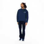 Cult's French Terry Fleece Crew Sweatshirt "Mountains" 620 Grams In Navy