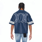 Cult's Leather Oversized Football Jersey In Navy