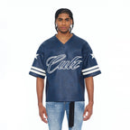 Cult's Leather Oversized Football Jersey In Navy