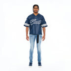 Cult's Leather Oversized Football Jersey In Navy