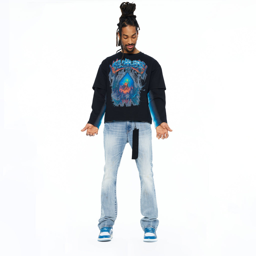 Cult's Long Sleeve Layered Tee "Gradient" In Black