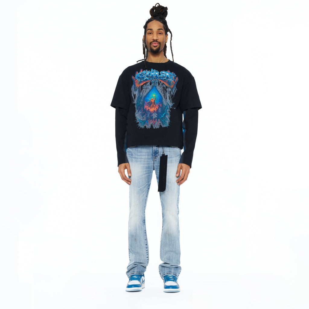 Cult's Long Sleeve Layered Tee "Gradient" In Black