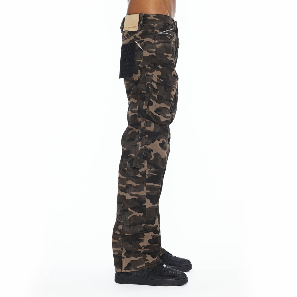 Cult's Grunge Baggy Cargo 610 Jeans In Java Camo