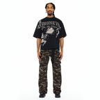 Cult's Oversized Short Sleeve Crew Neck Tee "Money On My Mind" 260 In Black