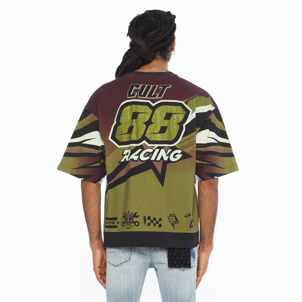 Cult's Oversized Short Sleeve Crew Neck Tee "Racer" 260 Grams In Multi