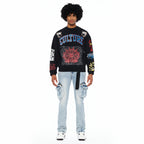 Cult's French Terry Fleece Crew Sweatshirt "Culture" 620 Grams In Black