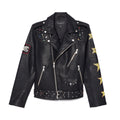 Cult's Leather Moto Jacket "Stars" In Black