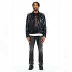 Cult's Leather Moto Jacket "Stars" In Black