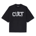 Cult's Oversized Short Sleeve Crew Neck Tee "Shredded" 260 Grams In Black