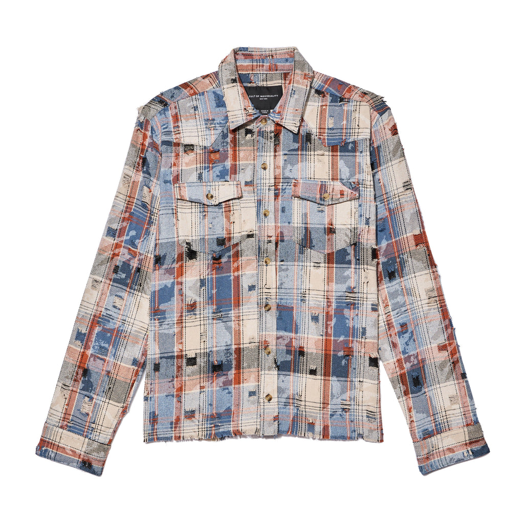 Cult's L/S Vintage Embroidered Plaid Woven Shirt In Harvest Plaid