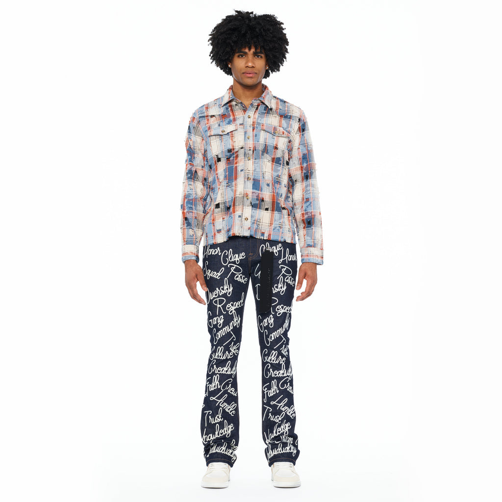 Cult's L/S Vintage Embroidered Plaid Woven Shirt In Harvest Plaid