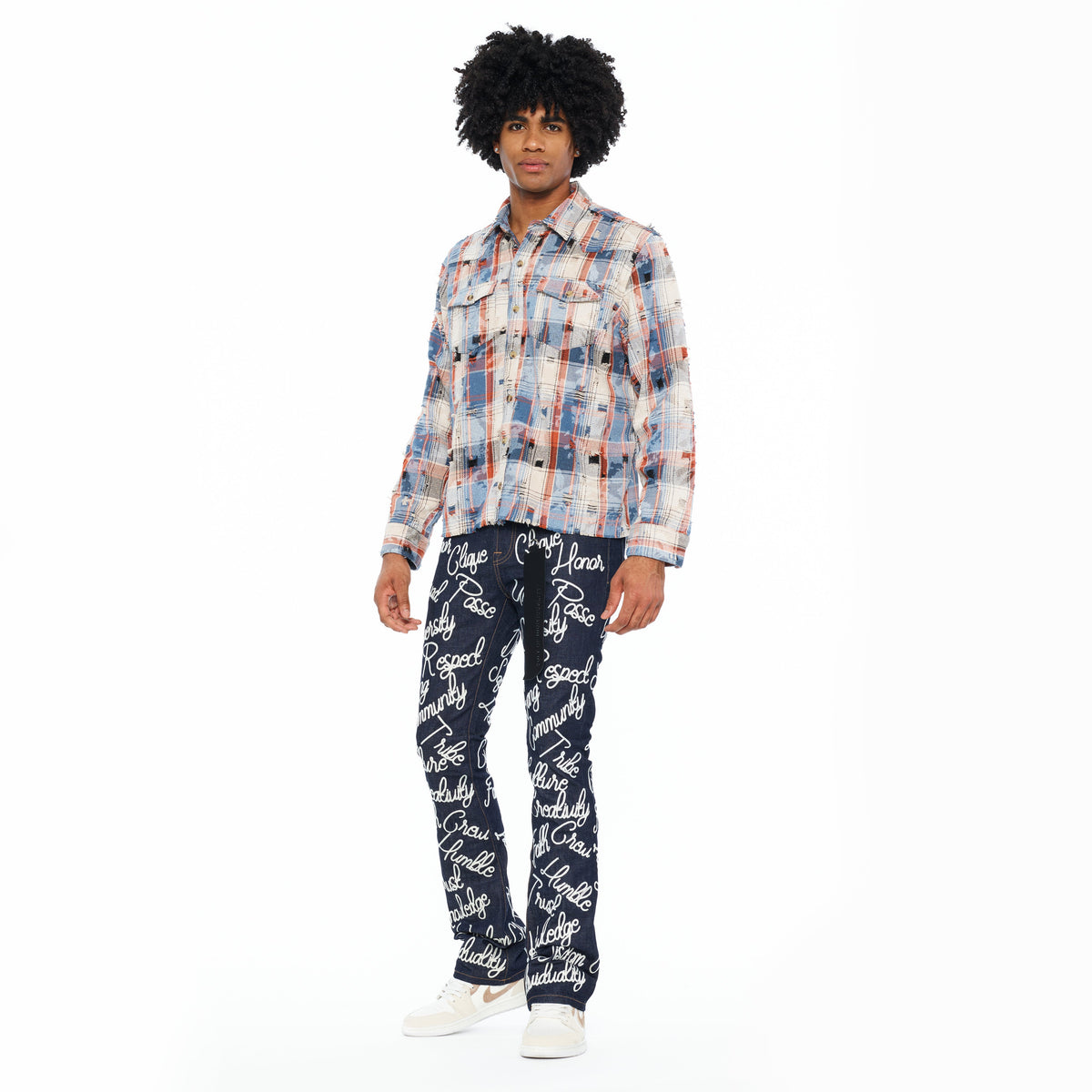 Cult's L/S Vintage Embroidered Plaid Woven Shirt In Harvest Plaid