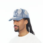Cult X El Alfa Paisley Panel A Frame Trucker Hat In Light Blue