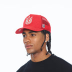 Cult's Logo Mesh Back Trucker Hat In Racing Red