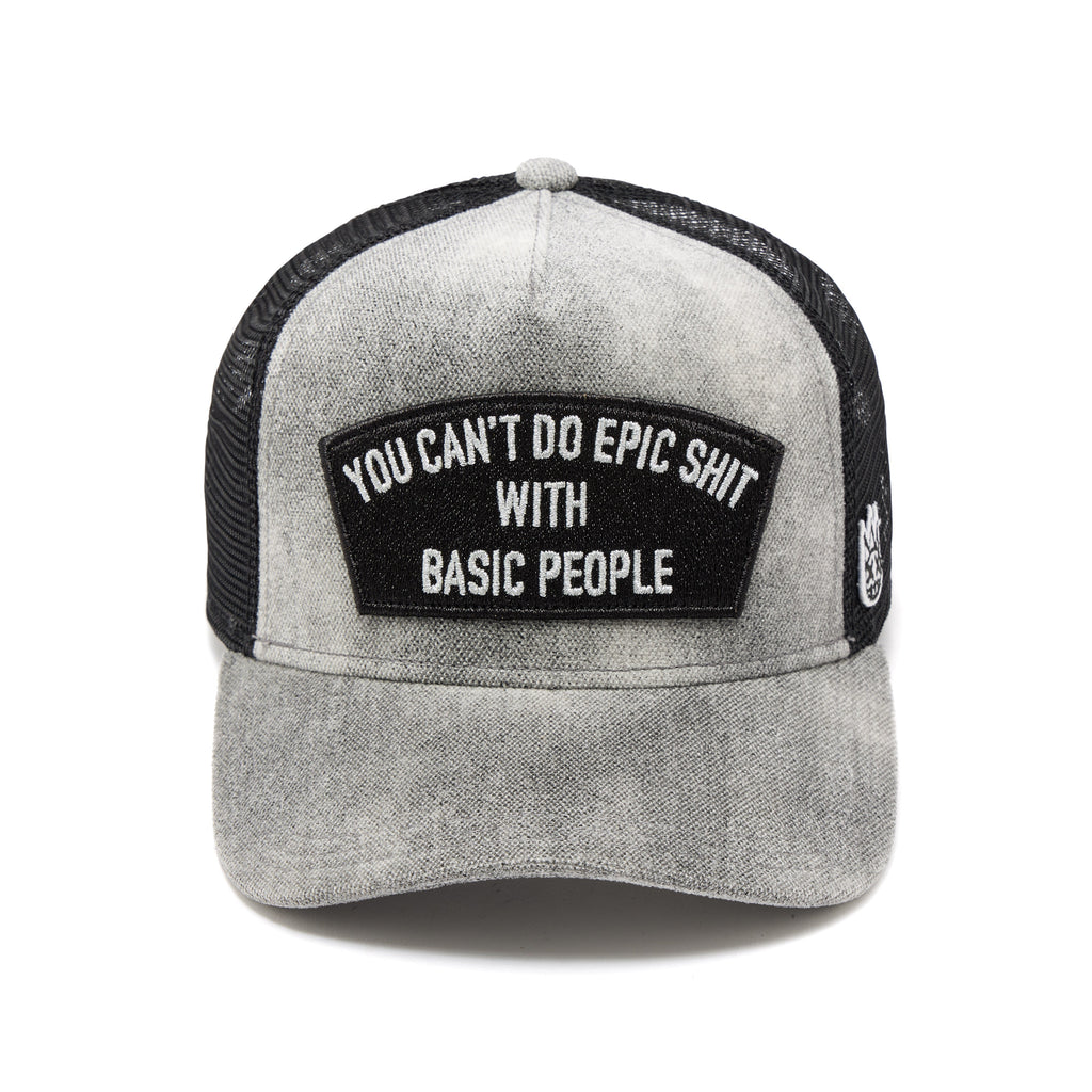 Cult's Mesh Back Trucker Hat "Cant Do Epic Shit" In Grey