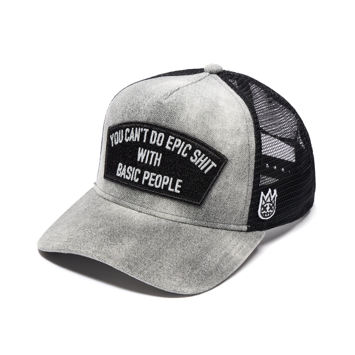 Cult's Mesh Back Trucker Hat "Cant Do Epic Shit" In Grey