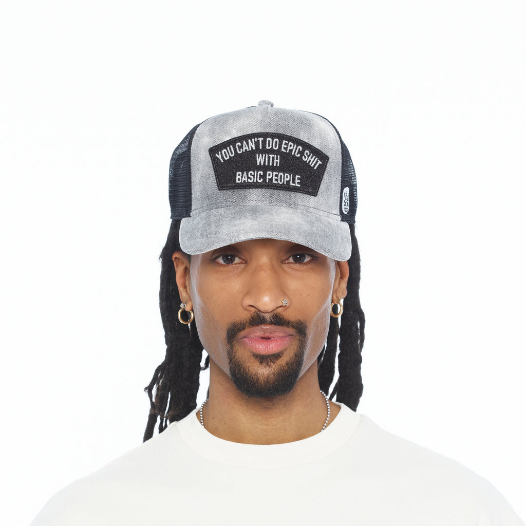 Cult's Mesh Back Trucker Hat "Cant Do Epic Shit" In Grey