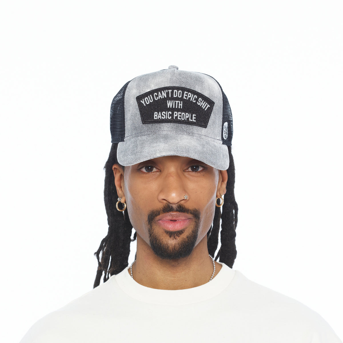 Cult's Mesh Back Trucker Hat "Cant Do Epic Shit" In Grey