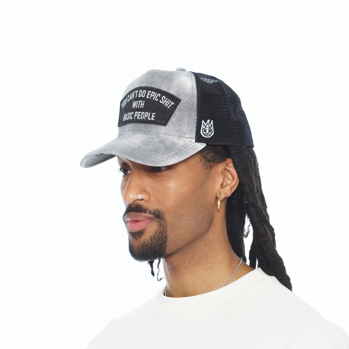 Cult's Mesh Back Trucker Hat "Cant Do Epic Shit" In Grey