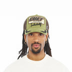 Cult's Mesh Back Trucker Hat "Cult Racing" In Olive
