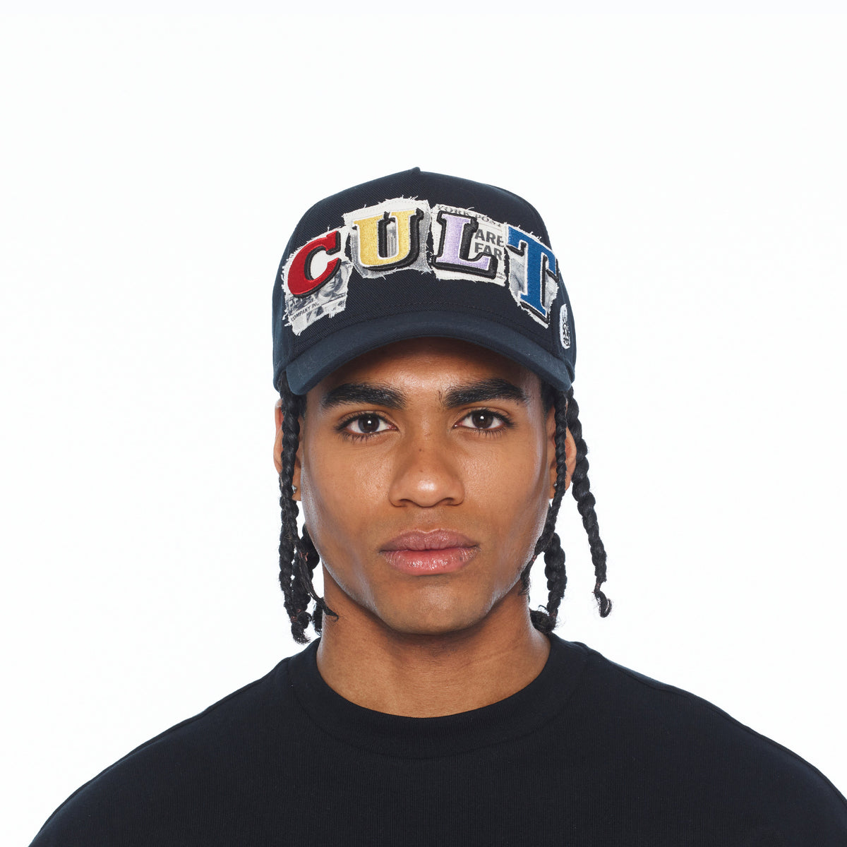 Cult's A Frame Trucker Hat "Cult Newsprint" In Black