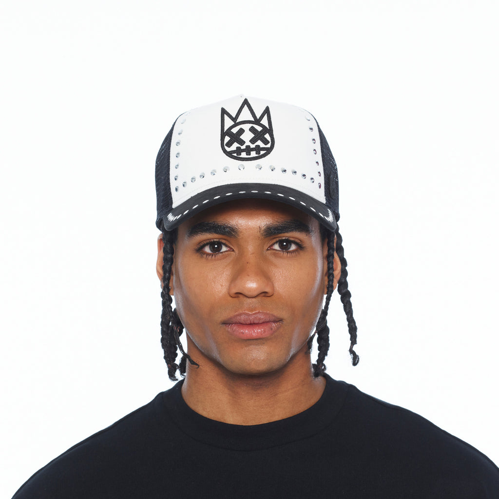 Cult's Mesh Back Trucker Hat "Divine Sounds" In Black/White
