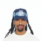 Cult's Mesh Back Trucker Hat "Mountains" In Dark Navy