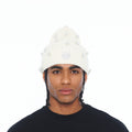 Cult's Knit Hat "All Over Crystals" In Winter White