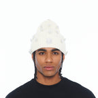 Cult's Knit Hat "All Over Crystals" In Winter White