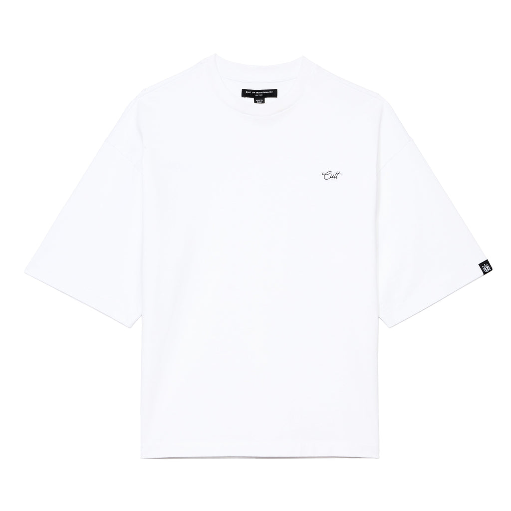Cult's Oversized Short Sleeve Crew Neck Tee In White