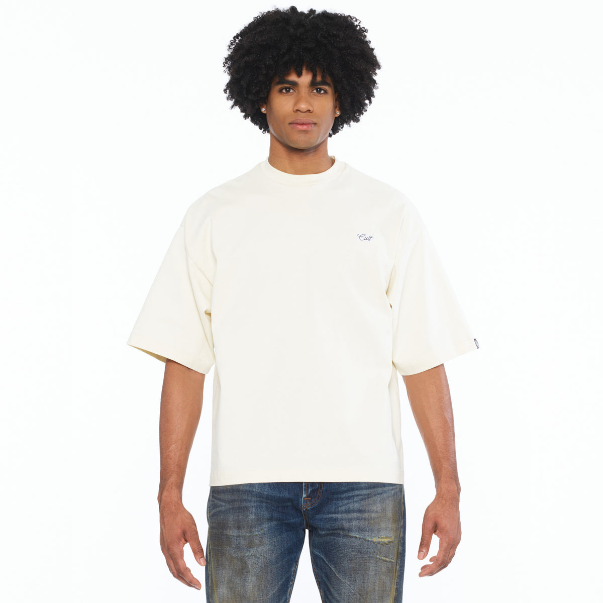 Cult's Oversized Short Sleeve Crew Neck Tee In Winter White