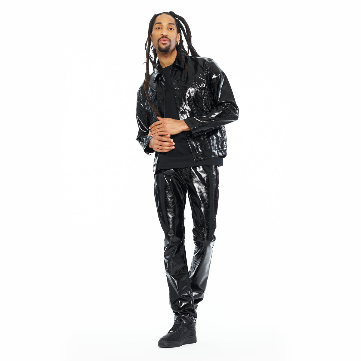 Cult's Patten Leather Lenny Bootcut 603 Jeans In Black