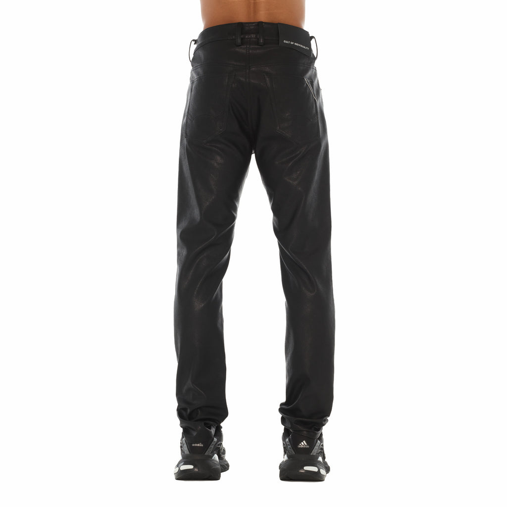 Cult's Vegan Leather Rocker Slim 602 Jeans In Black