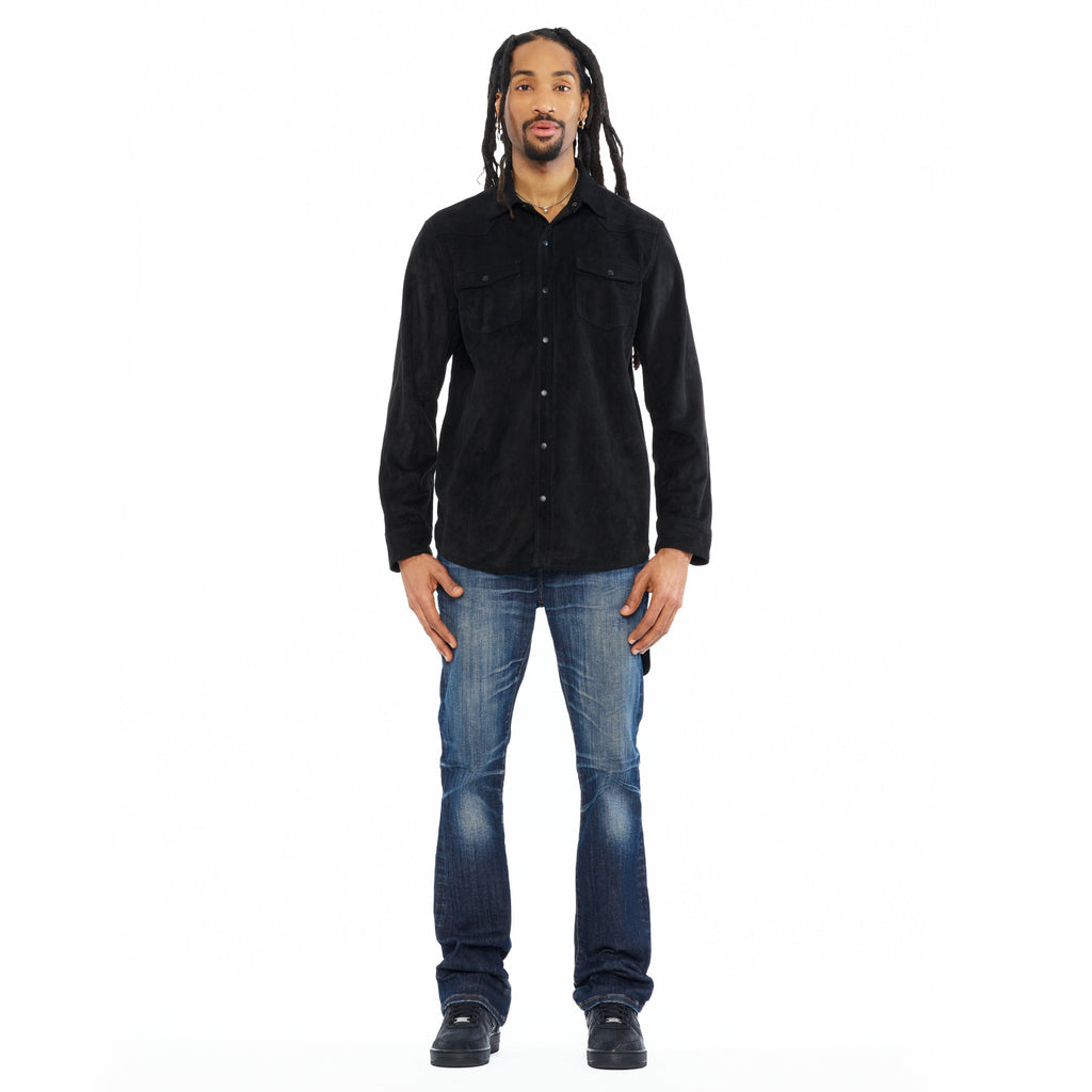 Cult's Classic Suede Full Button Shirt In Black