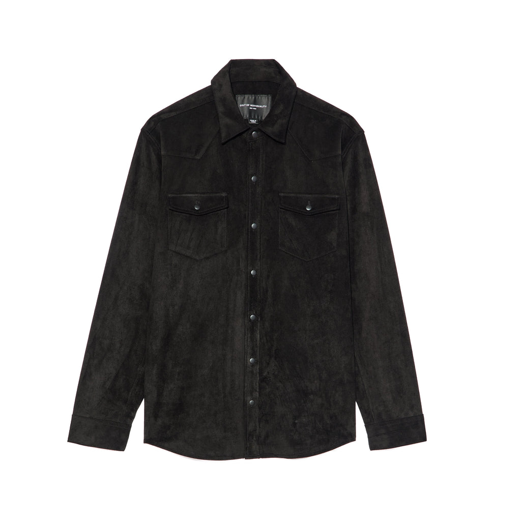 Cult's Classic Suede Full Button Shirt In Black