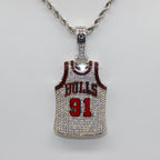 Chicago Bulls Dennis Rodman #91 Jersey Pendant Necklace – Premium Zircon Basketball Fan Gift
